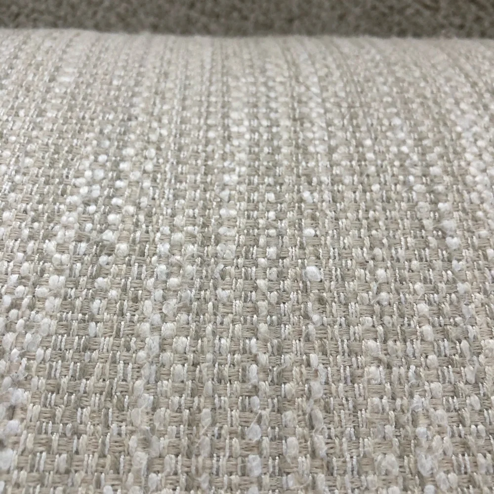 Cream Tweed Textured Lumbar Throw Pillow 24in Twisted Cord Neutral Boho